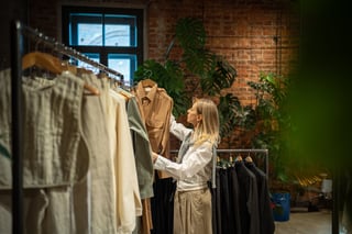 Customer in new outfit