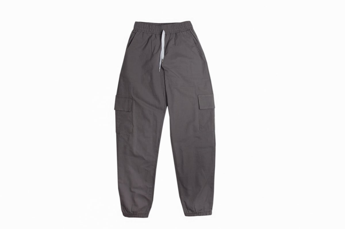 Gray sports pants boy isolated on white